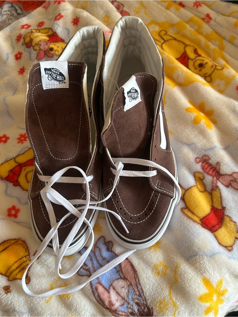 Vans Brown Suede High-Top Sneakers with White Laces